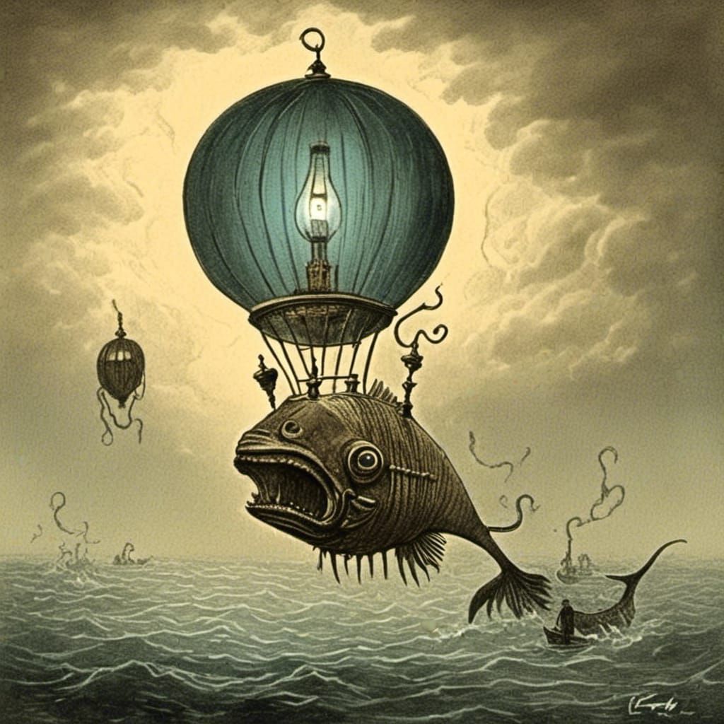 Surreal Anglerfish with Lantern Lure