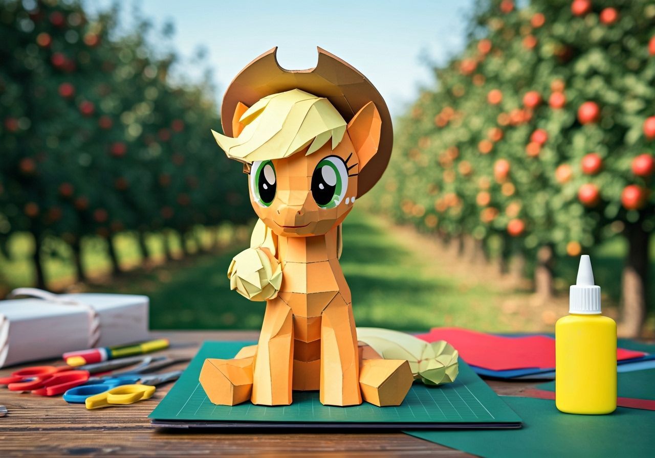 Cardboard Applejack Kirigami in Rustic Orchard