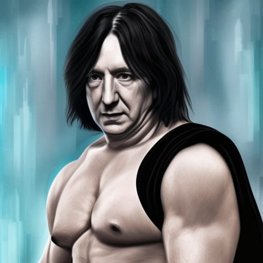 Severus Snape as Bodybuilder in Splash Art Style