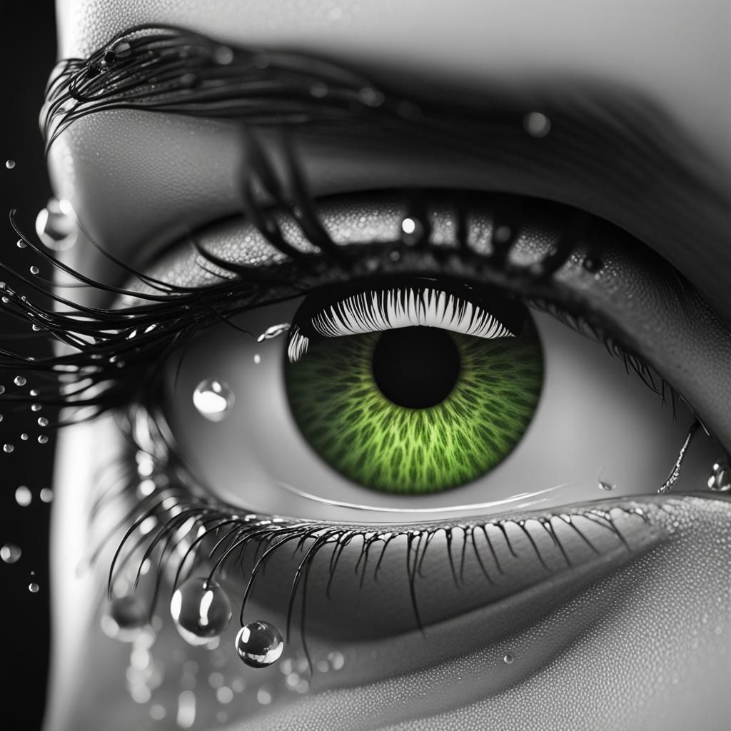 Extreme Close-up of a Green Eye as Matte Painting