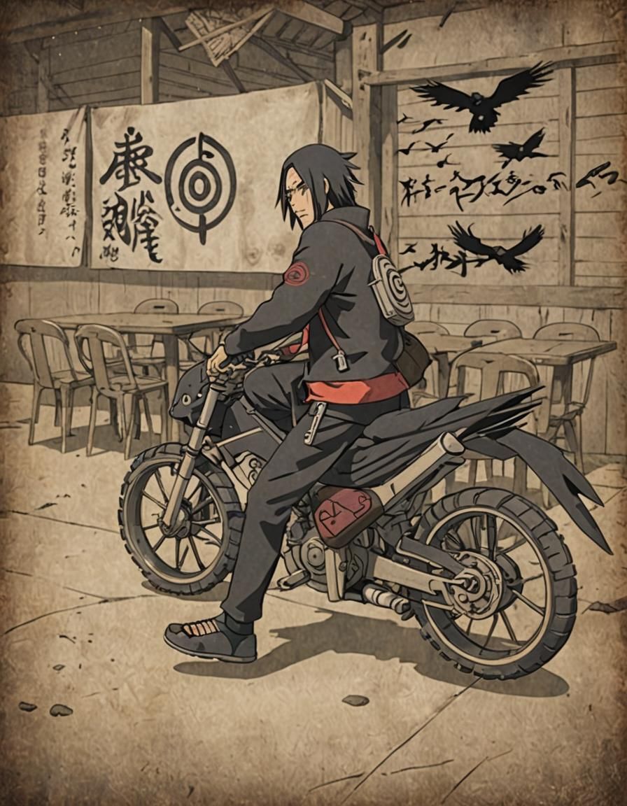 Ninja Warrior with Sharingan and Crows