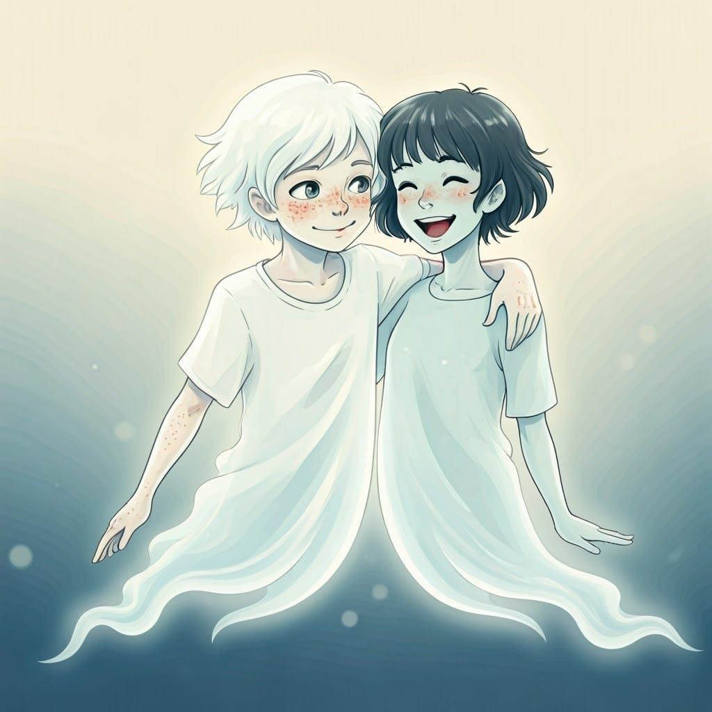 Ethereal Ghost Friends in Watercolor Style