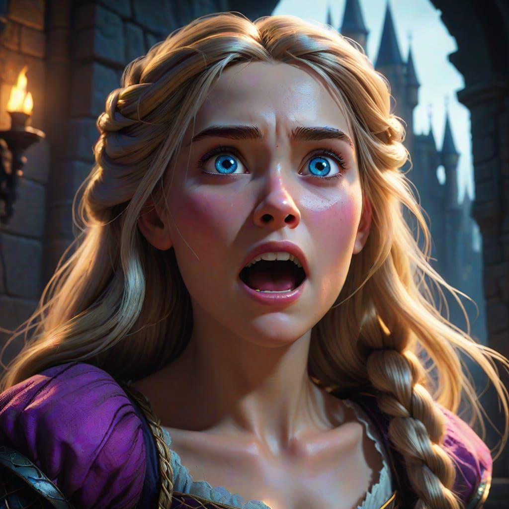 Evil Rapunzel Portrait in Dark Fantasy Style