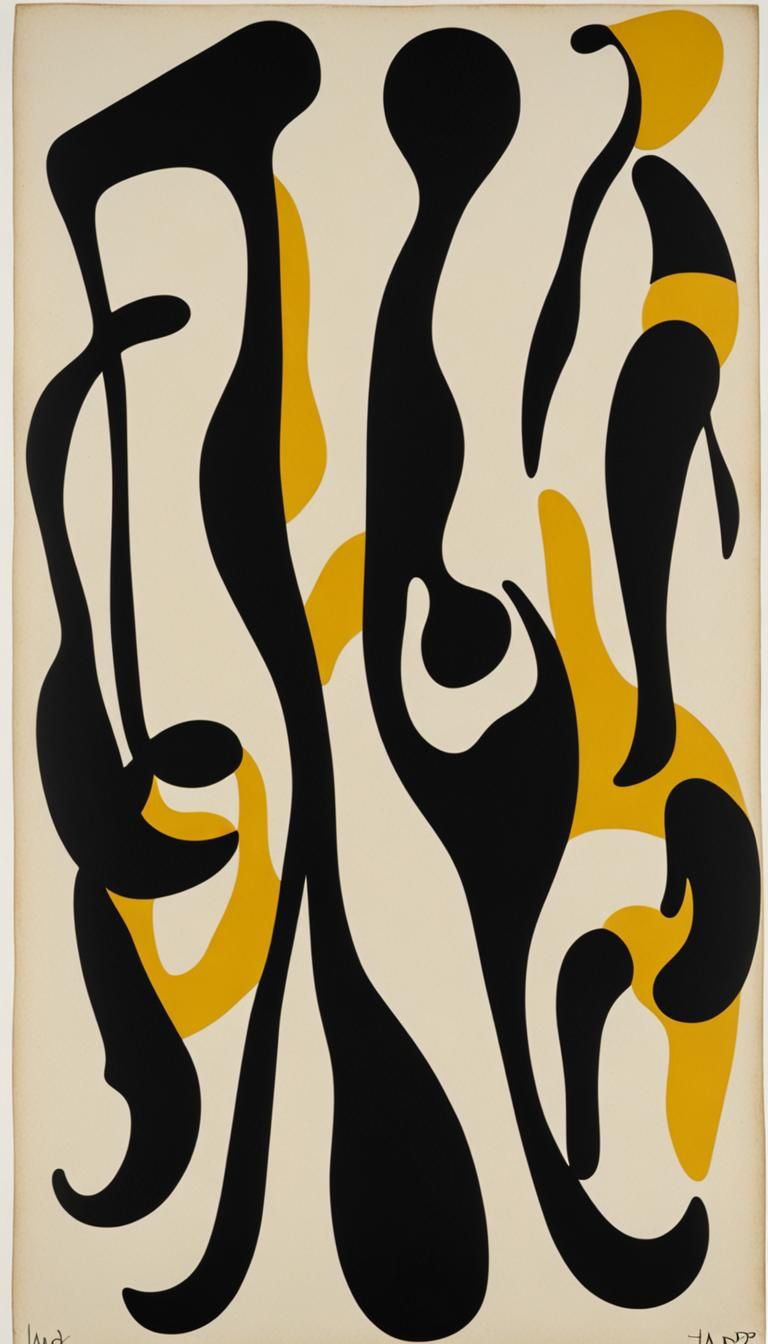 Abstract Death Figure in Hans Arp Style