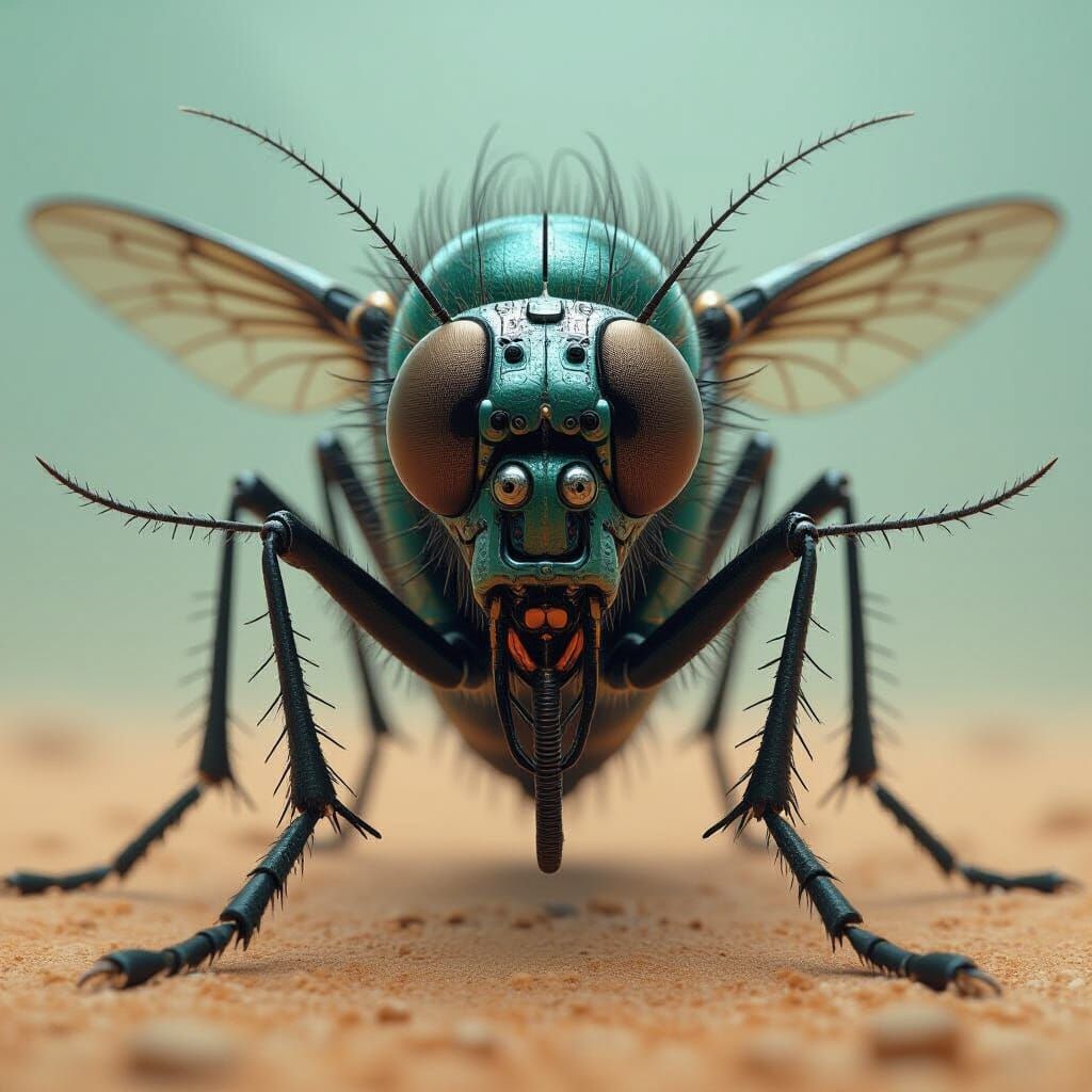 Armored Mosquito Head Amplified in Bio-Mechanical Style