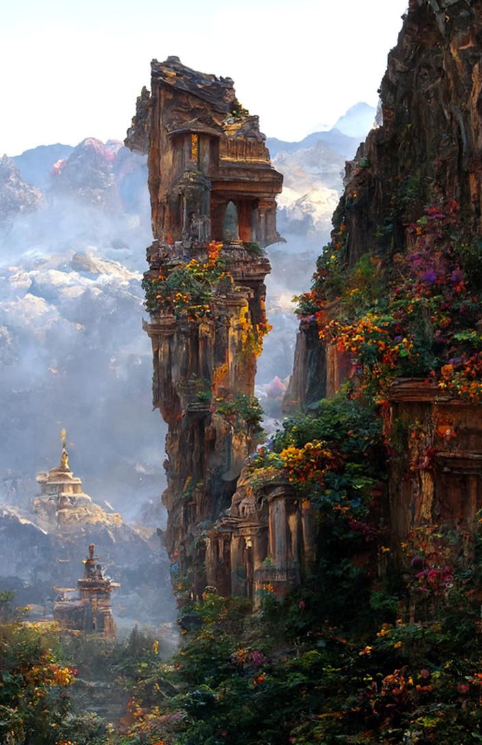 Radiant Temple Complex in Post-Apocalyptic Landscape