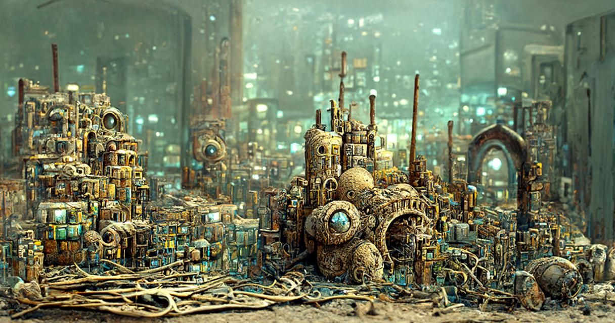 Cyberpunk Post-Apocalyptic Cityscape by Gric and Simonetti