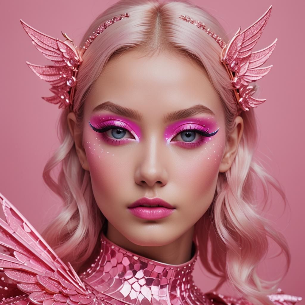 Neon Pink Avant-Garde Makeup Close-Up