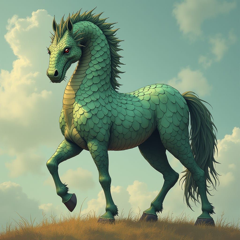 Serpent-Headed Horse in Anime Style