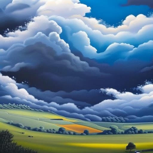 Dramatic Cloudy Sky with Stars in Graffiti Art Style