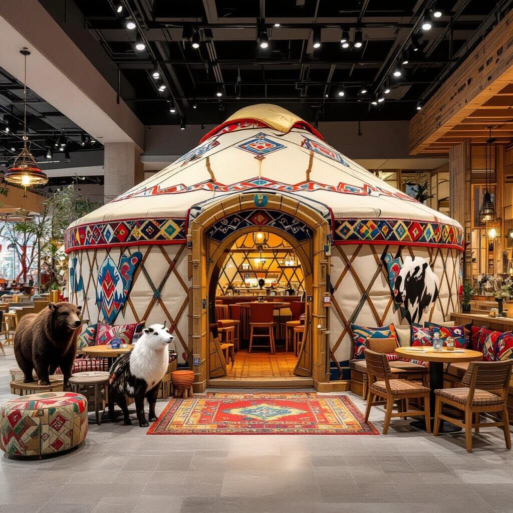 Mongolian Yurt Cafe in Modern Mall