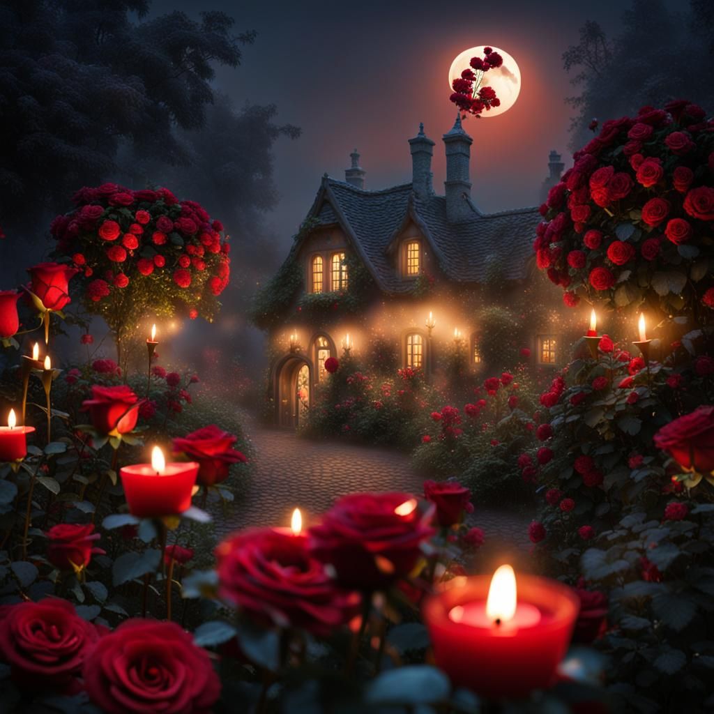 Ethereal Moonlit Garden in Hyperrealistic Style