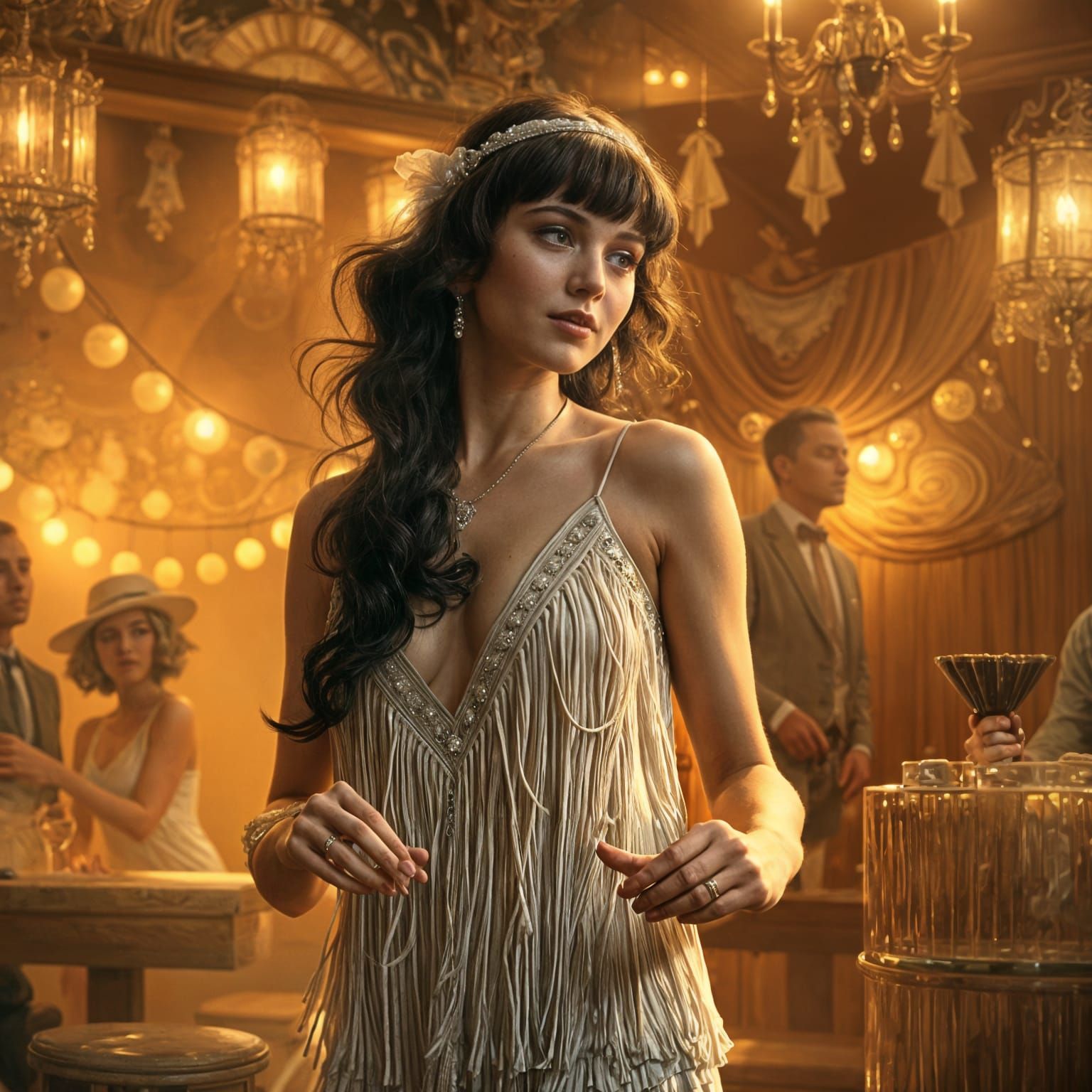 Flapper Dancing in 1920s Speakeasy