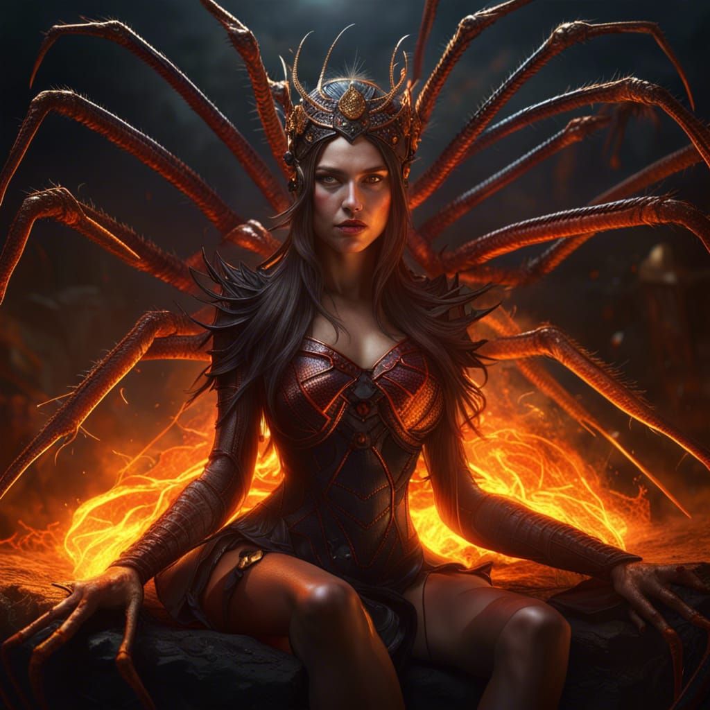 Spider Queen of Fire: Dark Fantasy Art