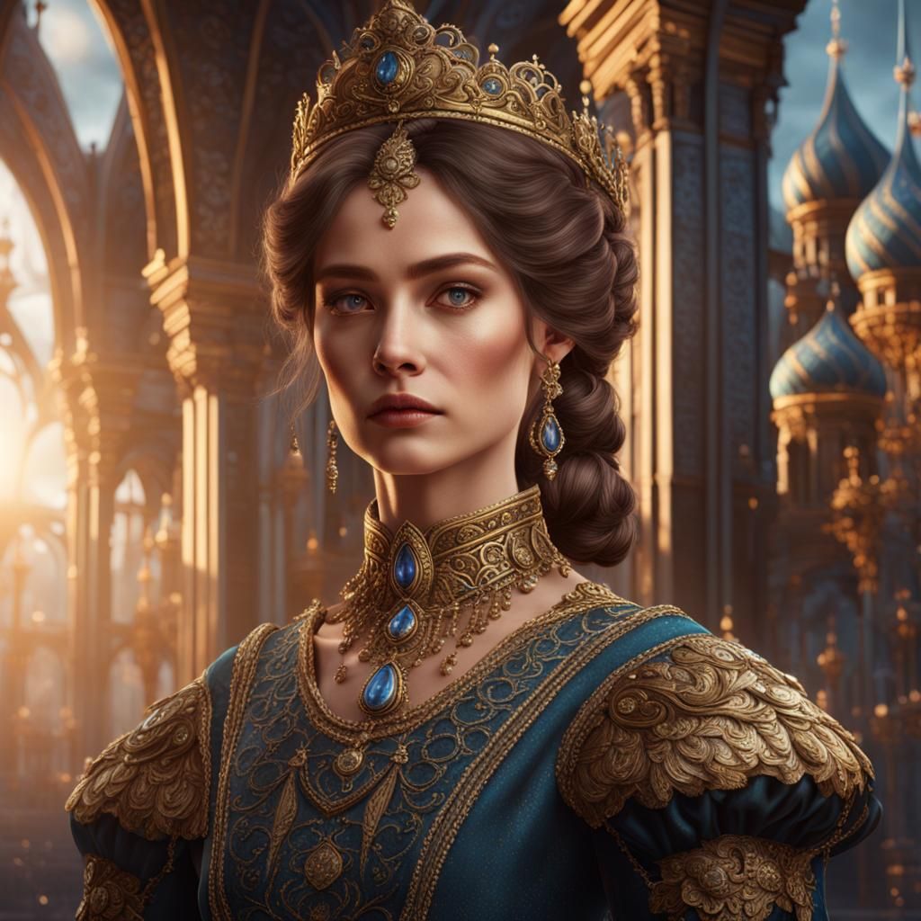 Elegant Russian Princess in Detailed Matte Painting