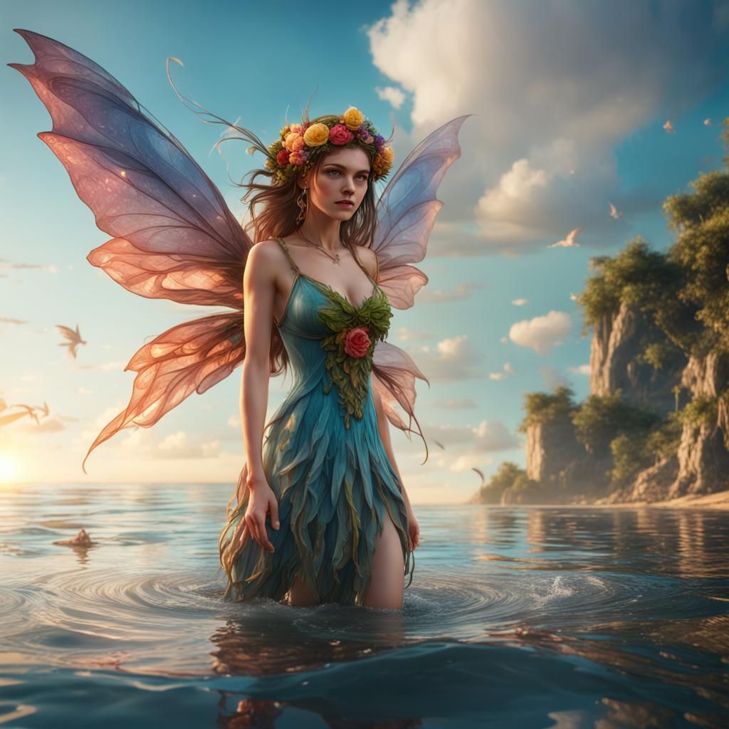 Summer Fairy on the Beach: Fantasy Concept Art