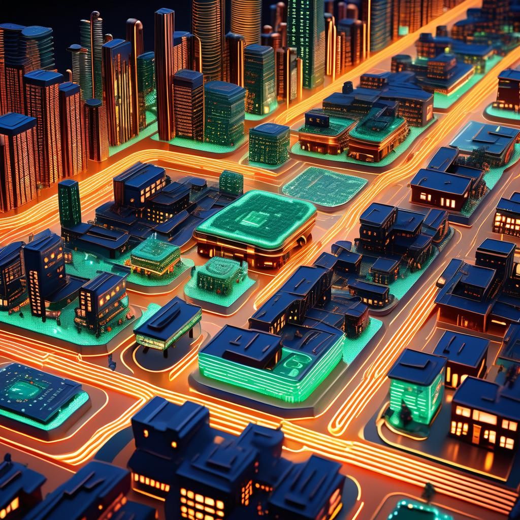 Silicon Valley Cityscape Built From Circuitry