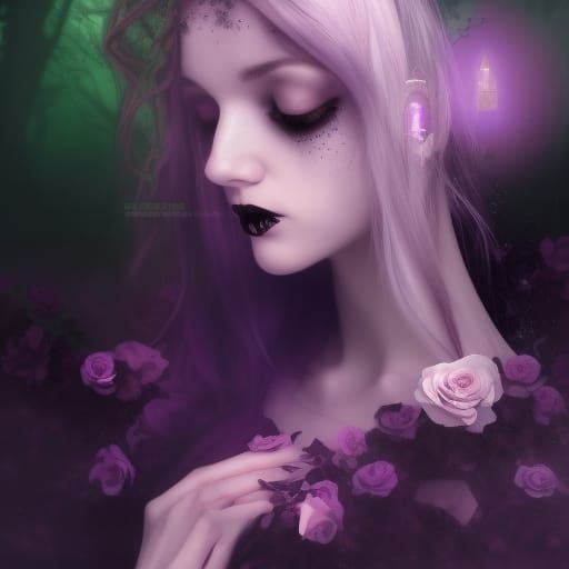 Victorian Gothic: Sad Woman with Roses