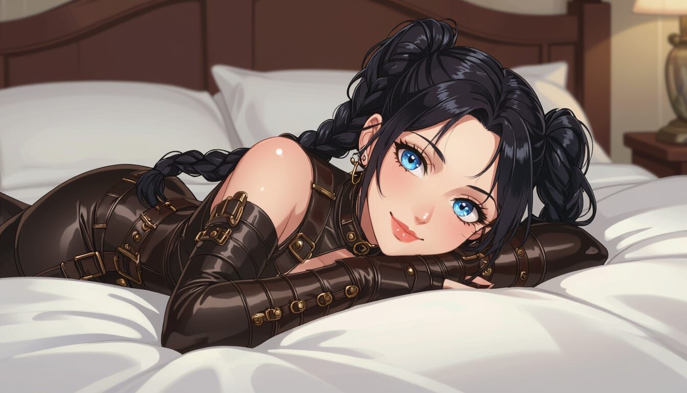 Steampunk Woman with Black Hair in Manga Style