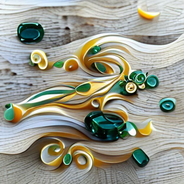 Emerald and Gold Quilled Design, Julia Pott Style