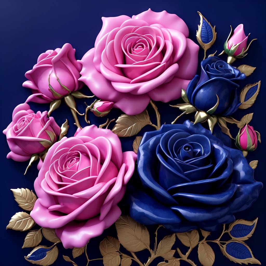 Vibrant Malleable Rose Panoply in Deep Indigo