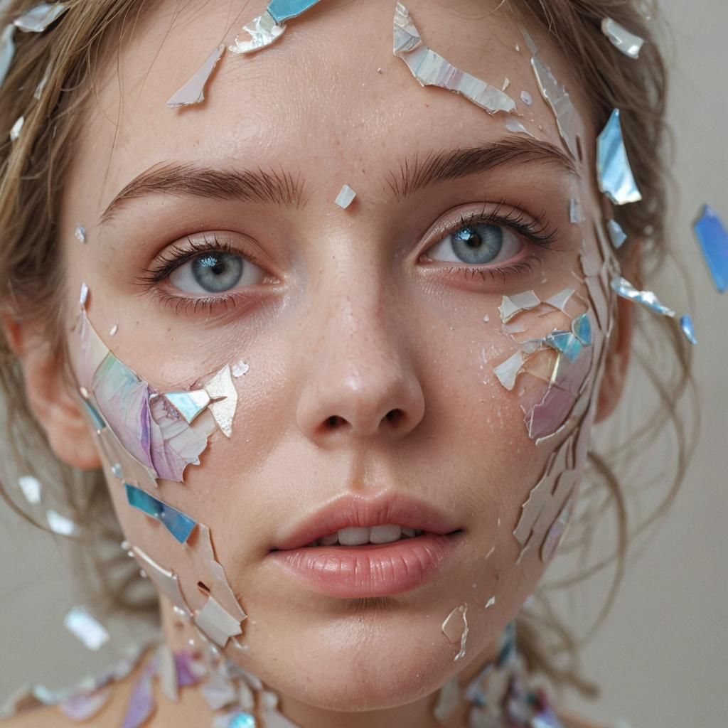 Shattered Beauty: A Photorealistic Porcelain Woman