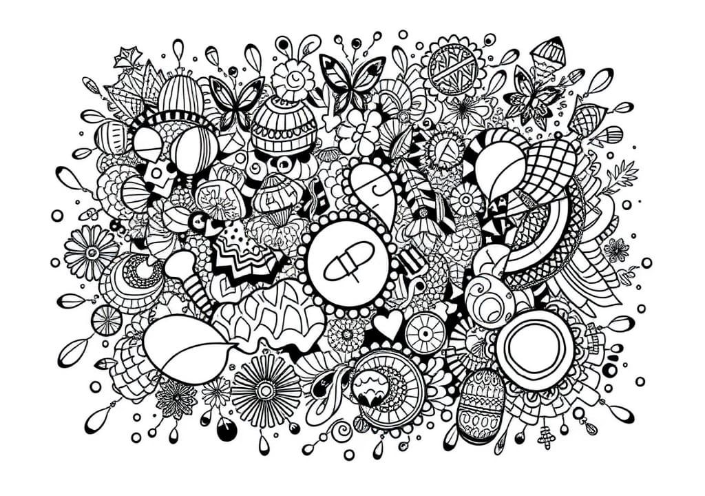 Intricate Fine Liner Doodle Art in Black and White