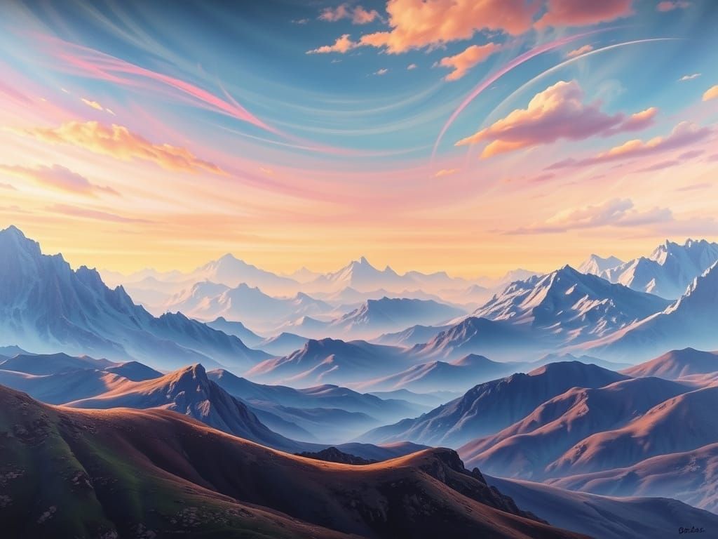 Serene Landscape Mural with Airbrushed Textures
