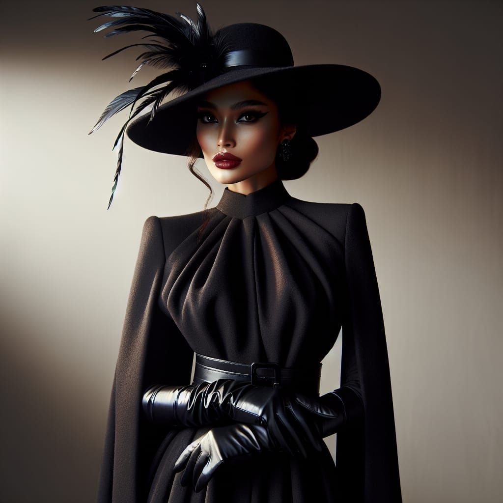 Ethereal South Asian Woman Radiates Mystery in All-Black Ens...