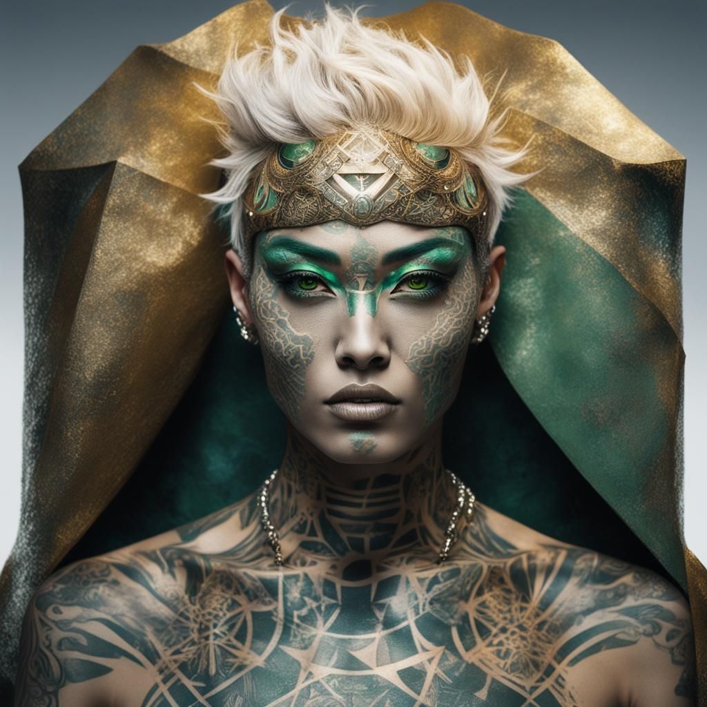 Futuristic Tokyo Portrait: Androgynous Model in Cyberpunk St...
