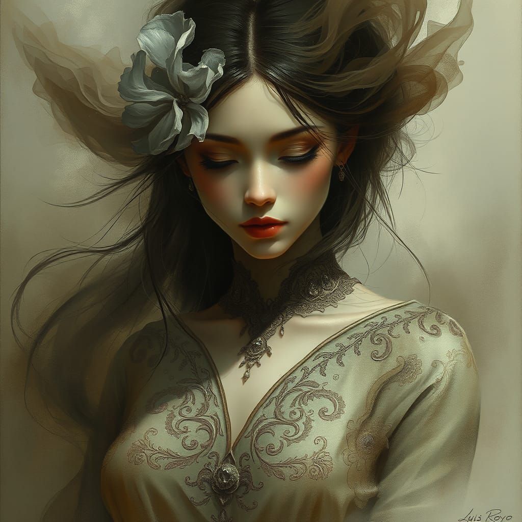 Ethereal Woman in Dreamscape: Dark Fantasy Art