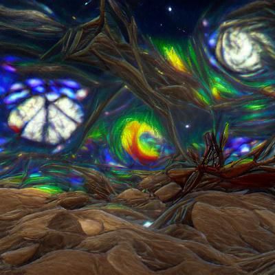Stained Glass in Windstorm: Abstract Light Patterns