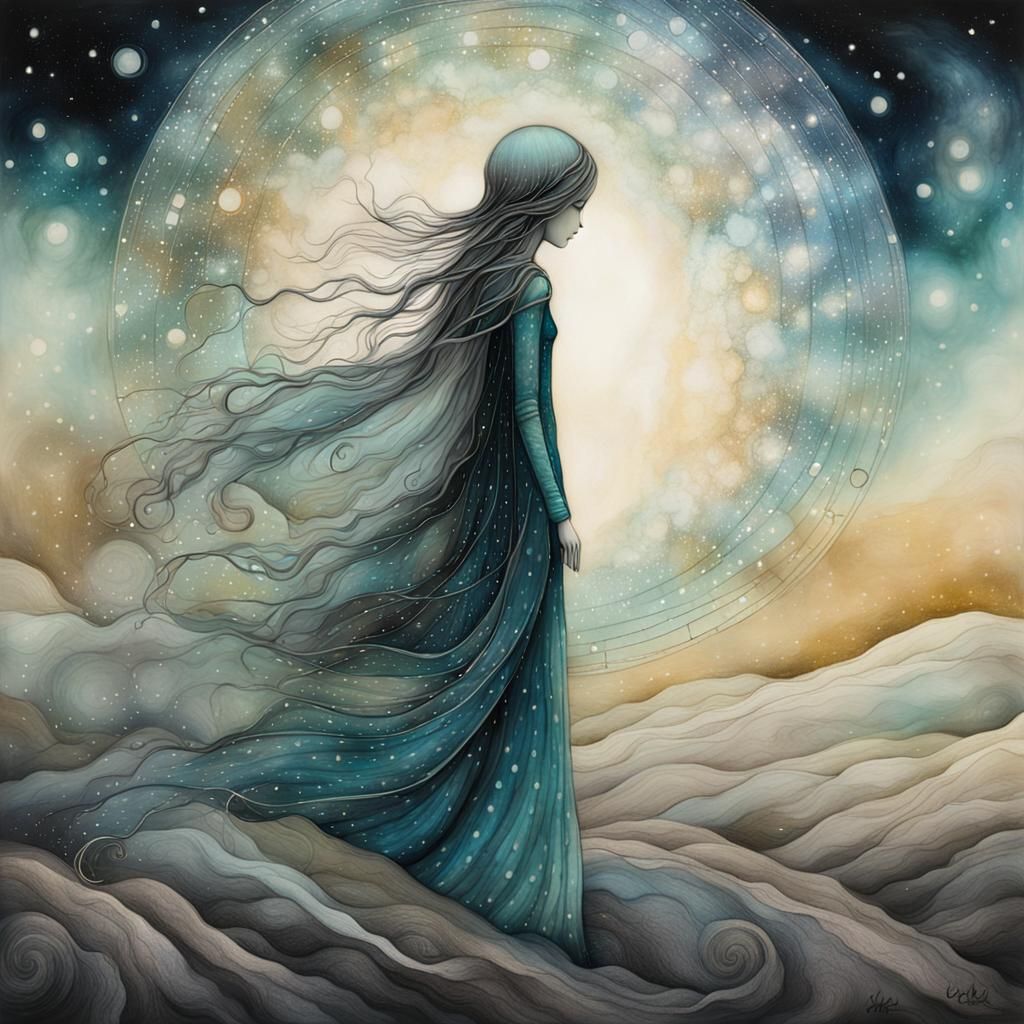 Ethereal Surrealism: Lone Figure Seeks Inner Void