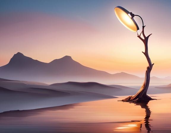 Driftwood Table Lamp in Minimalist Living Room