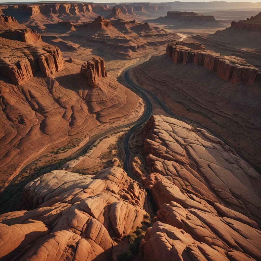 Cinematic Desert Canyon Landscape at Golden Hour