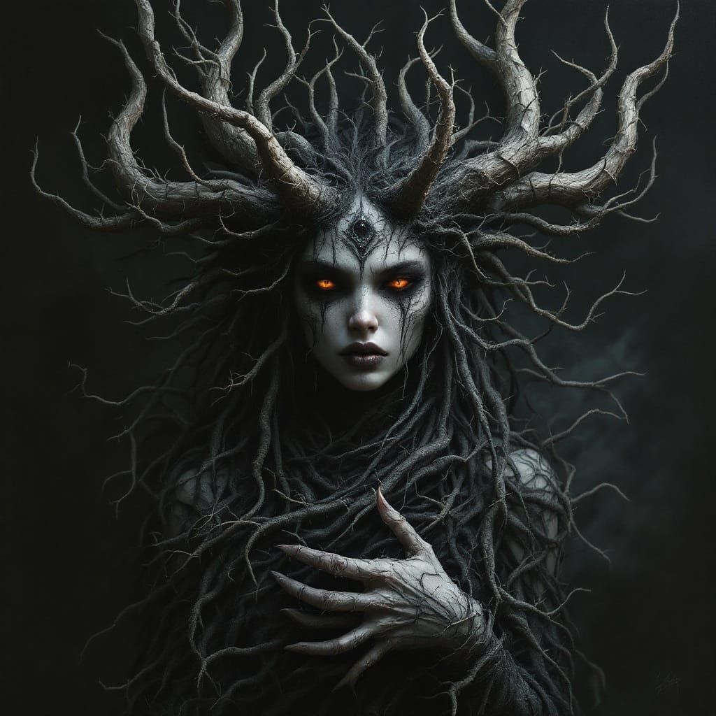 Ancient Nature Goddess in Primal Mourning