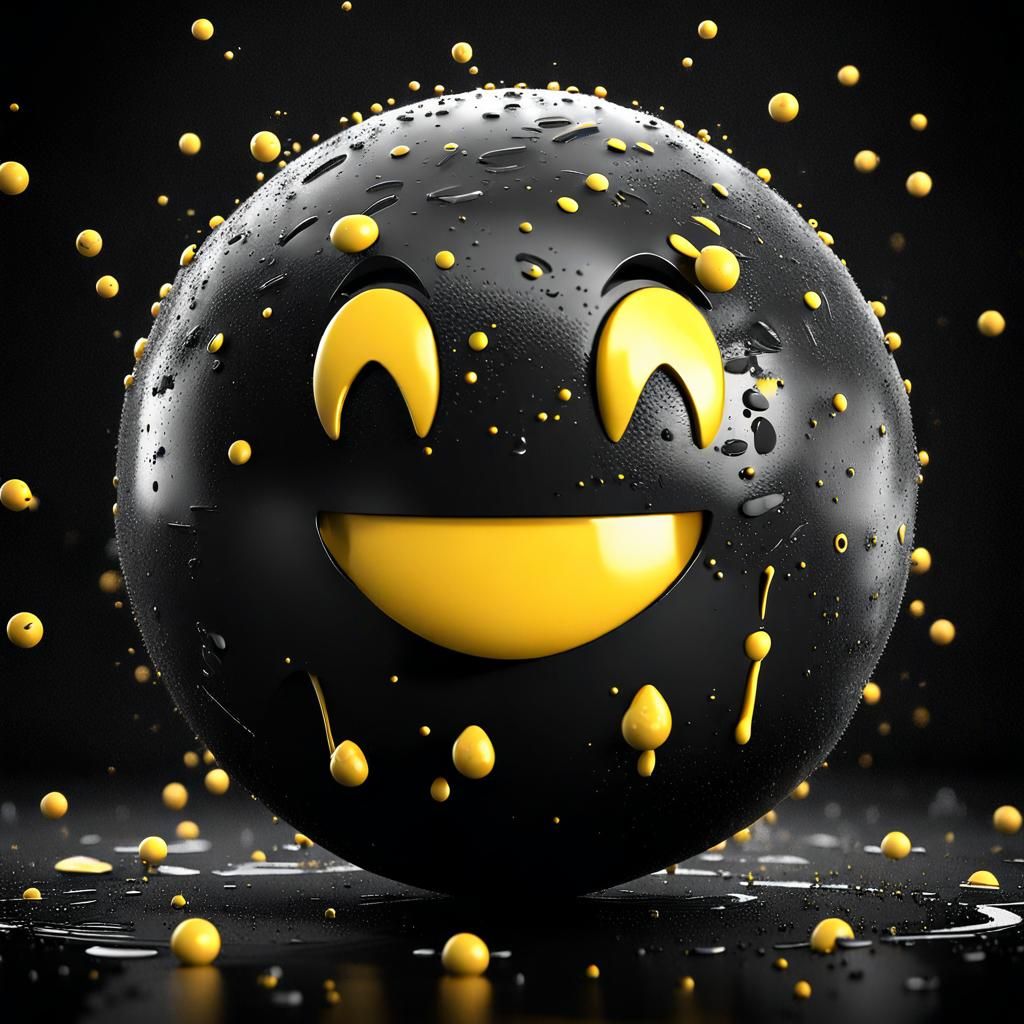 Black Emoticon Spheres in Grunge 3D Rendering