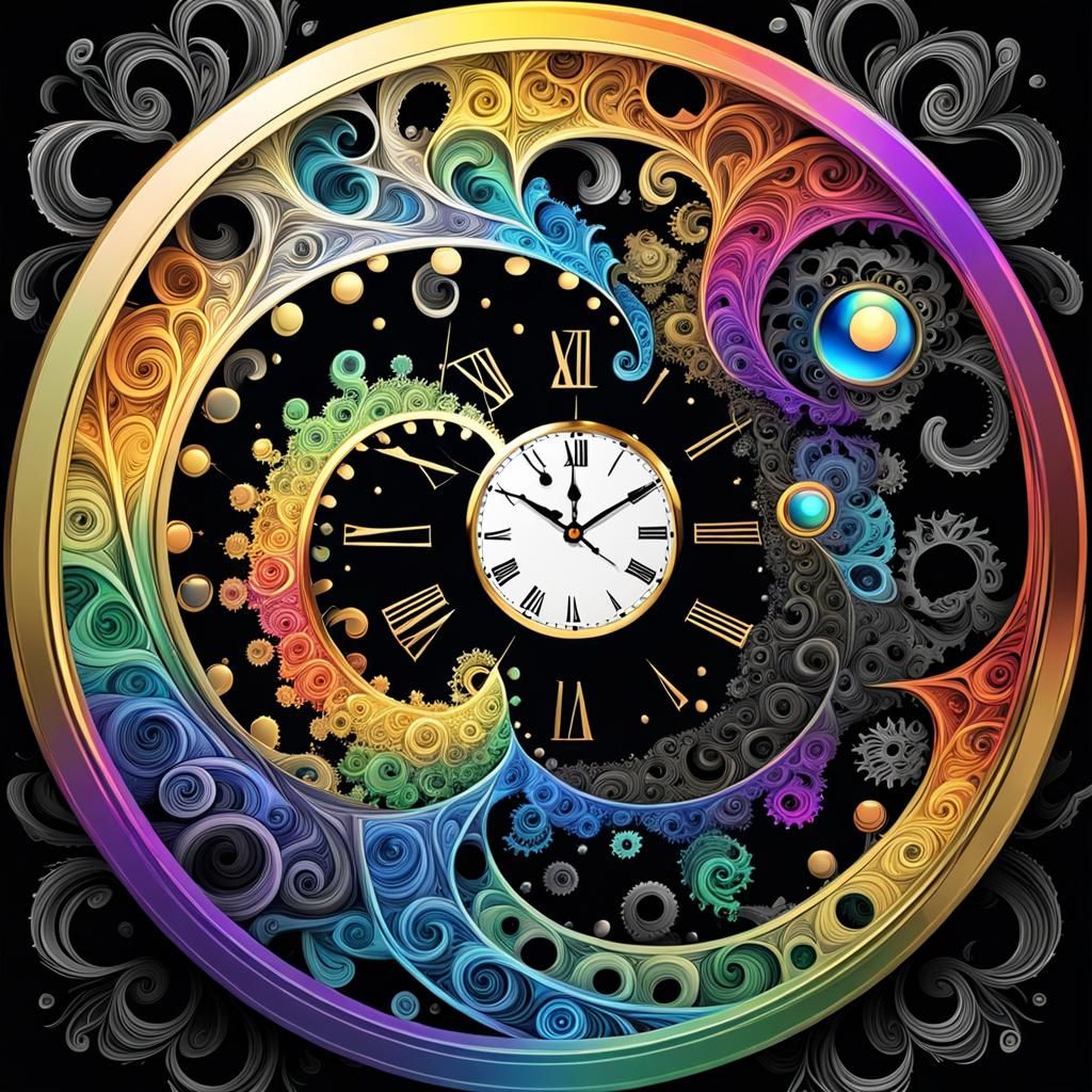 Clock Character Repulsed by Rainbow Reflection
