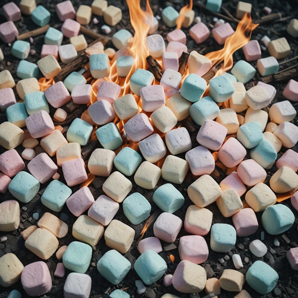 Marshmallow People Gathered Around Campfire: Cinematic Film ...