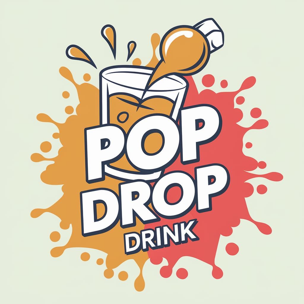 Energetic Logo for Pop Drop Drink with Fizzing Mocktail