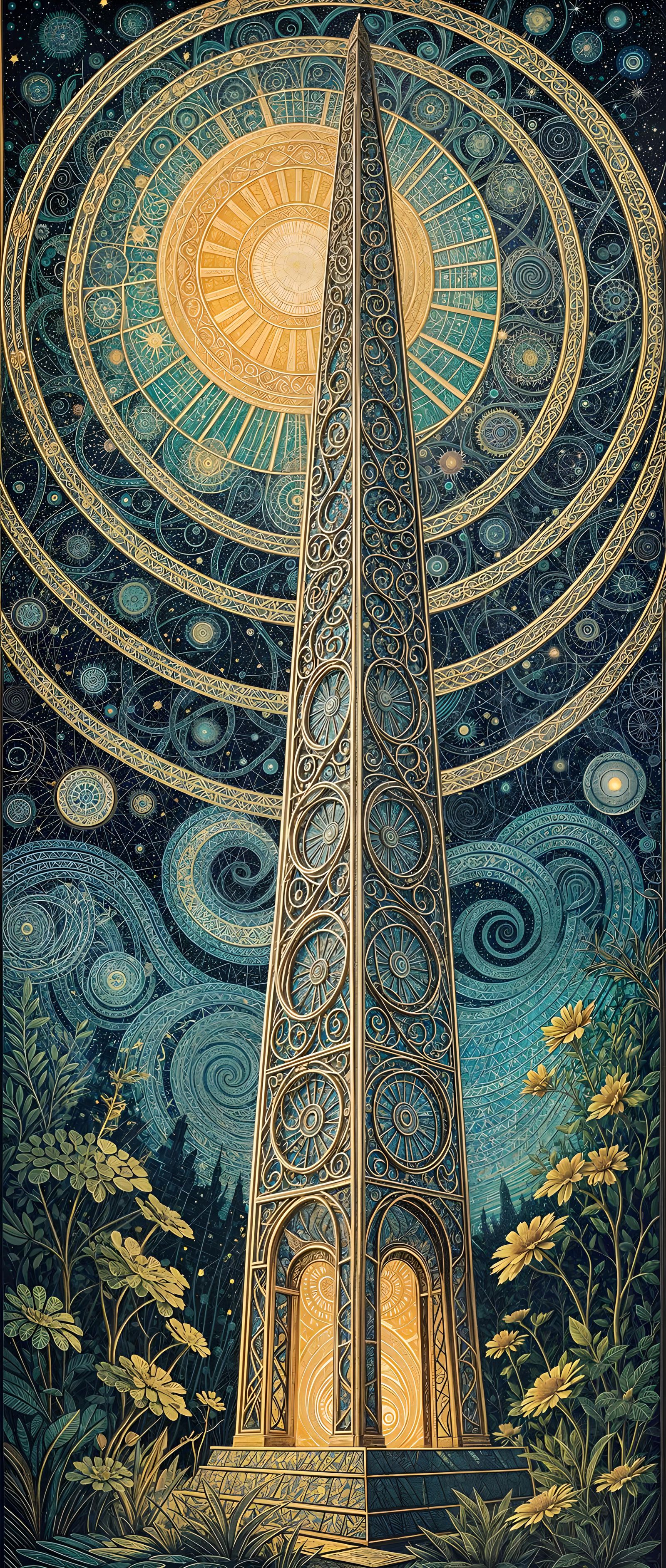 Platinum Obelisk in Solarpunk Style