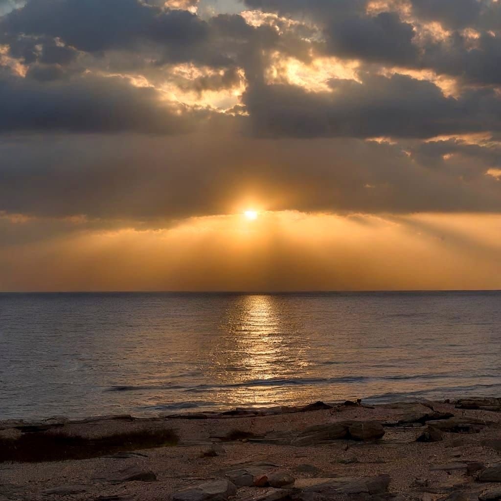 Dramatic Crepuscular Rays Over Person