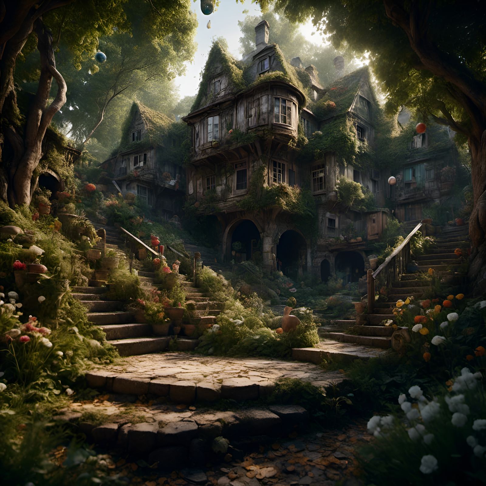 Hyperrealistic Abandoned Manor in Cinematic Lighting