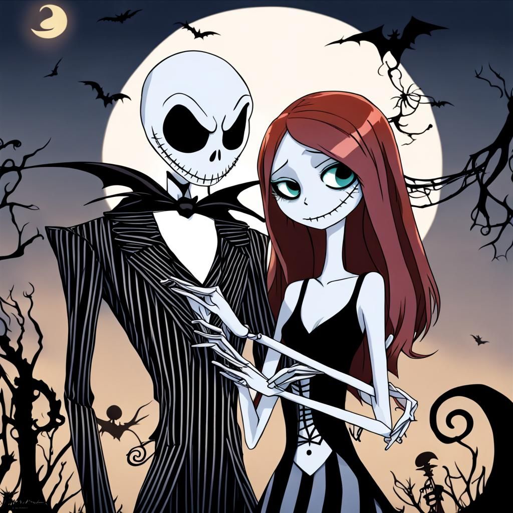 Jack and Sally in Anime Style
