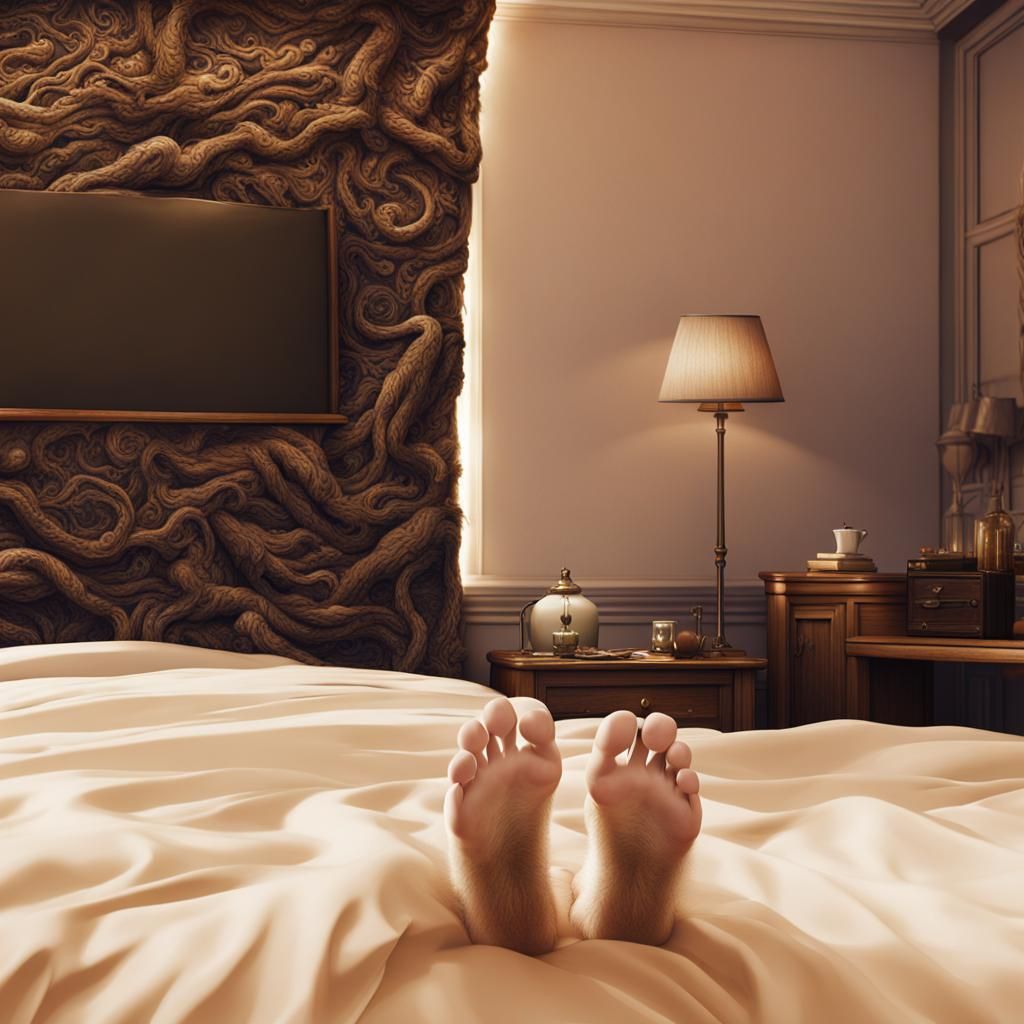 Detailed Matte Painting of Legs on a Bed