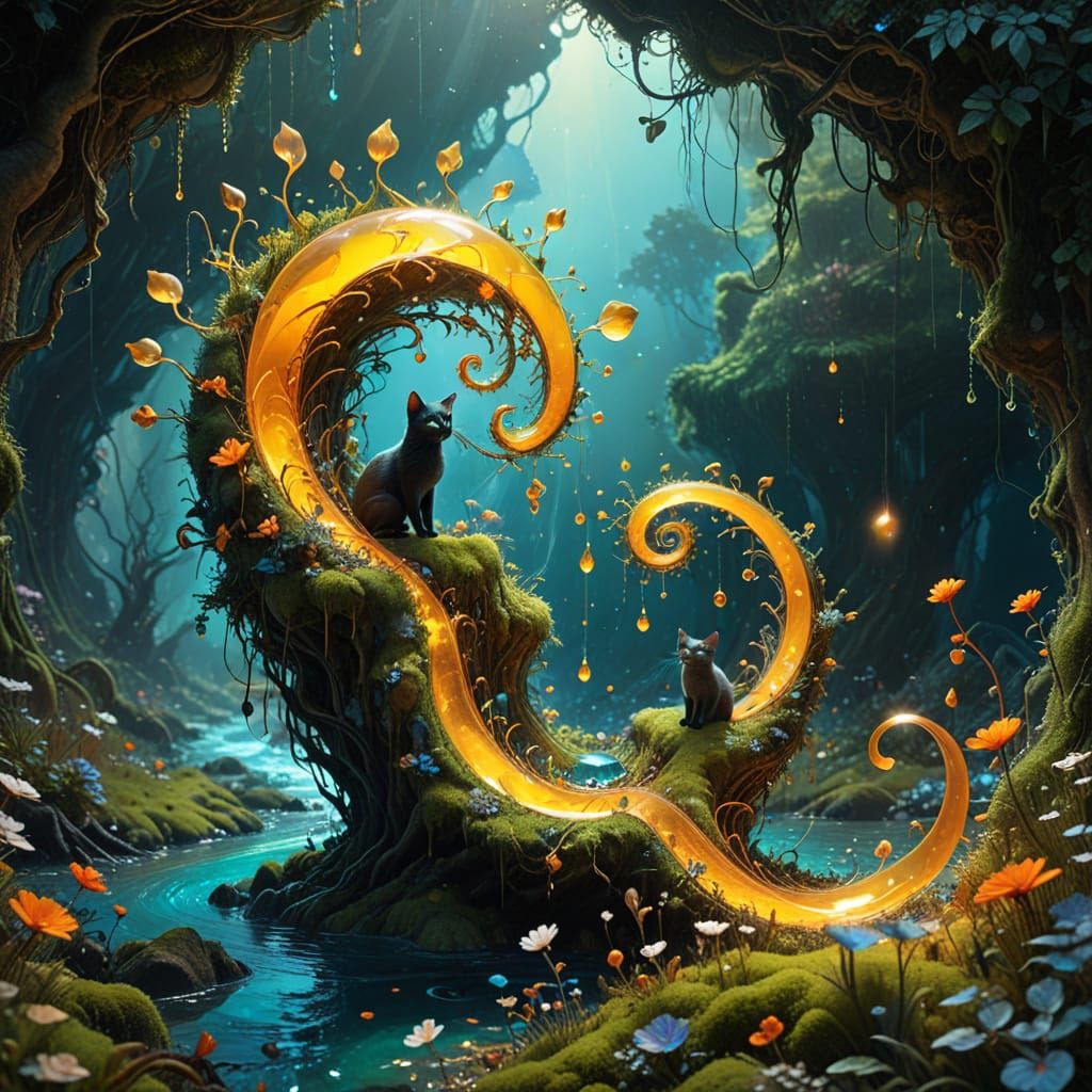 Abstract Surreal Yellow and Green Pathways