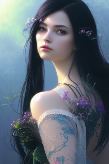 Ethereal Girl Portrait in Hyperdetailed Fantasy Style