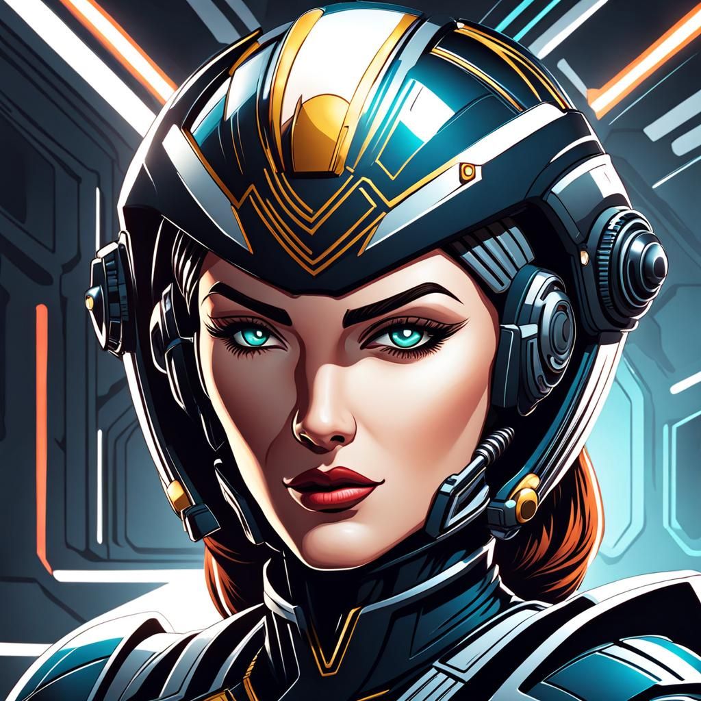 Cartoon Style Sci-Fi Female Captain