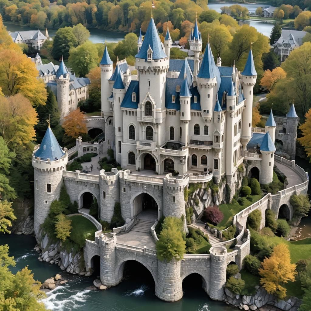 White Castle with Golden Street in Fantasy Art