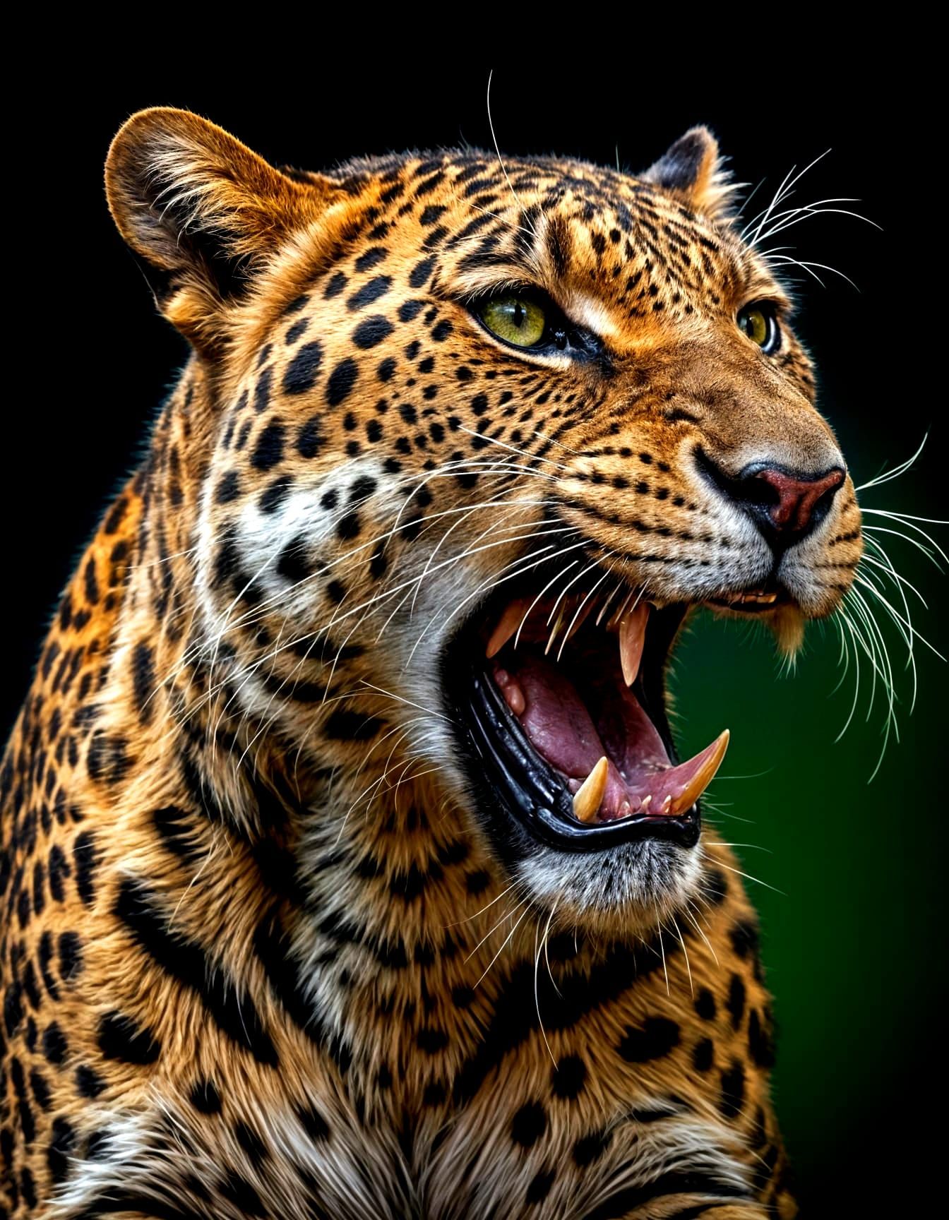 Stunning Leopard in Mid-Roar, Cyberpunk-Inspired 3D Art